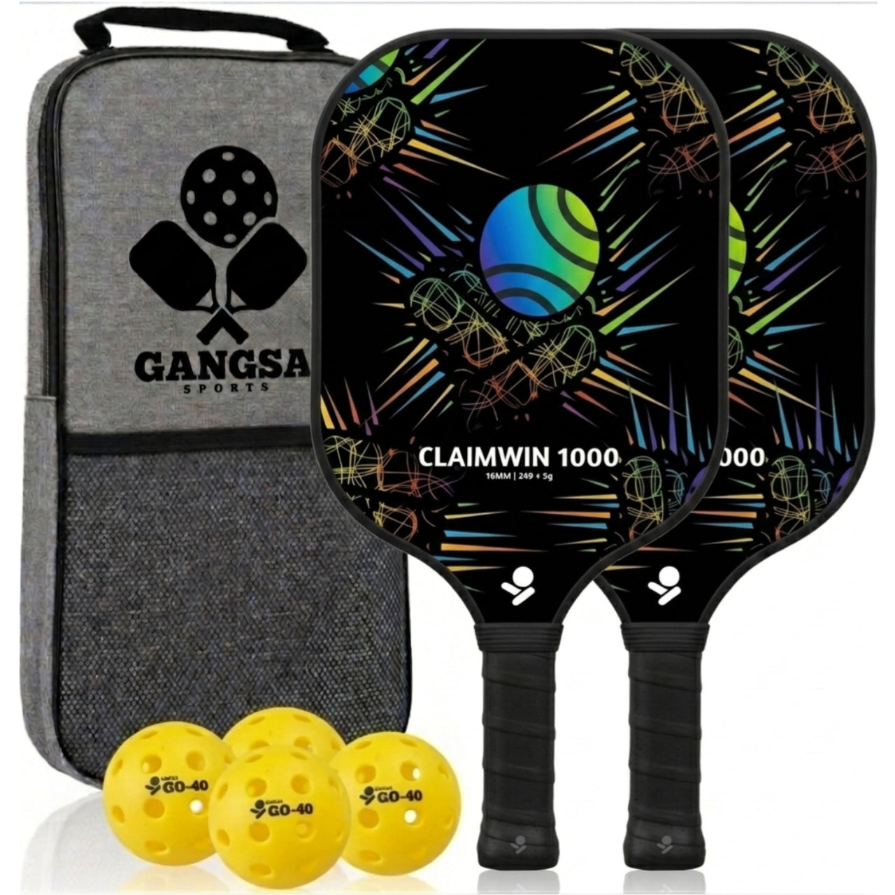 Gangsa CLAIMWIN 1000 Fiberglass Pickleball Paddle Set of 2 (4 Colours)