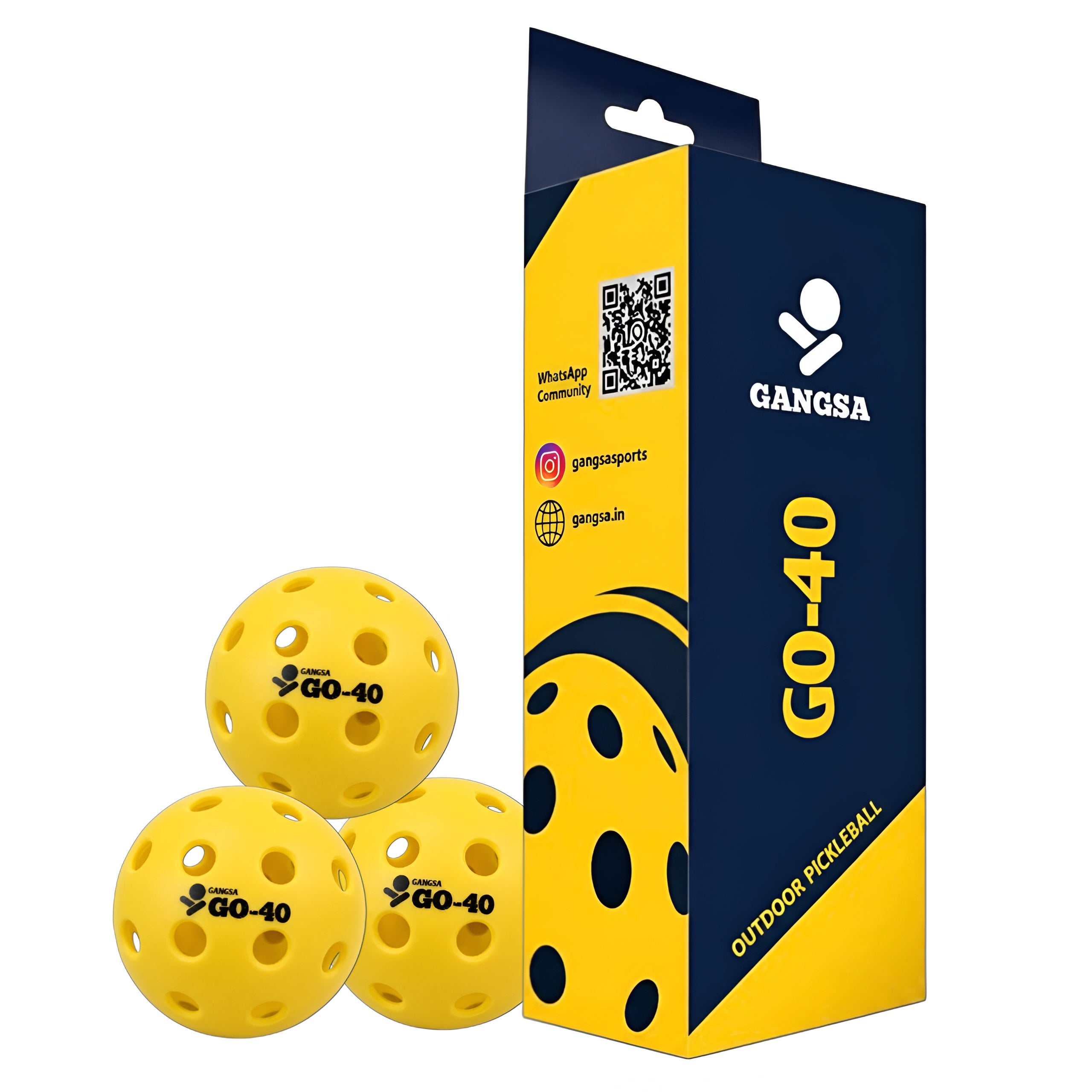 Gangsa G0-40 Outdoor Thermoplastic Elastomer Pickleball Pack of 3