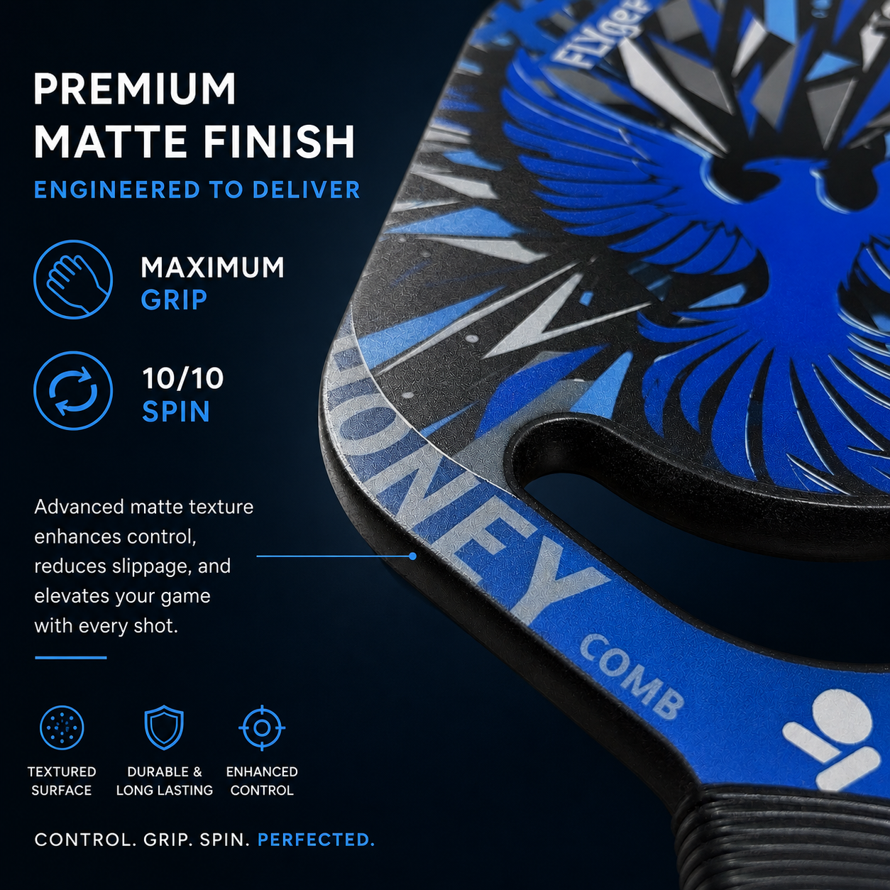 FLYgene X7 Pickleball Paddle – 16mm T700 Carbon Fiber, Matte Finish for Maximum Spin & Control