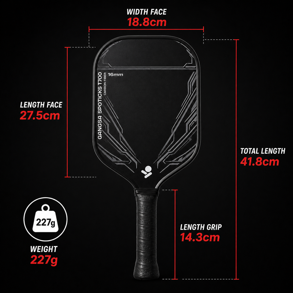 SPOTICKS - T700 16mm Carbon Fiber Pickleball Paddle - Own the Spot with SPOTICKS (2 Colours)