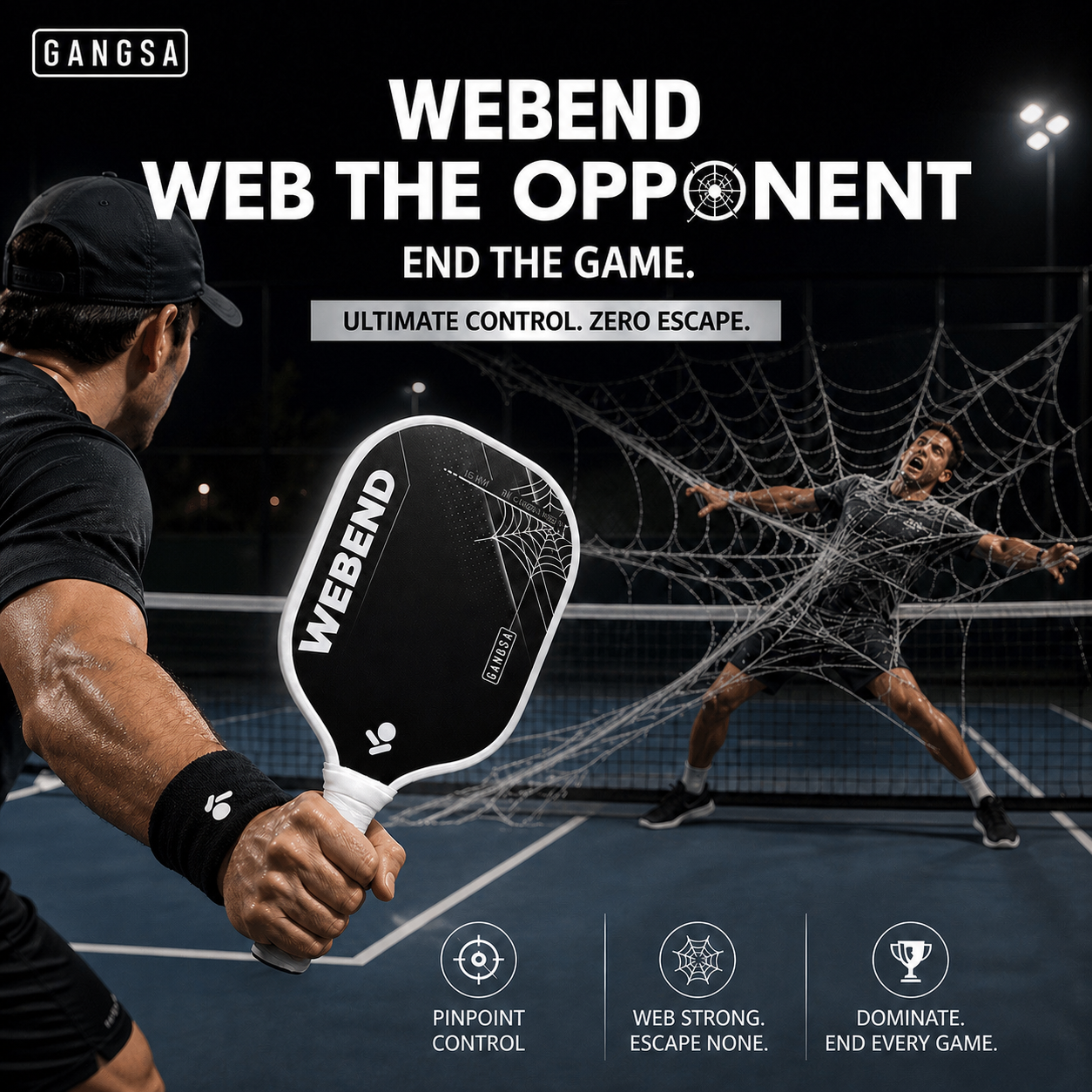 WEBEND 3k Carbon Fiber Pickleball Paddle - Web the Opponent, End the Game